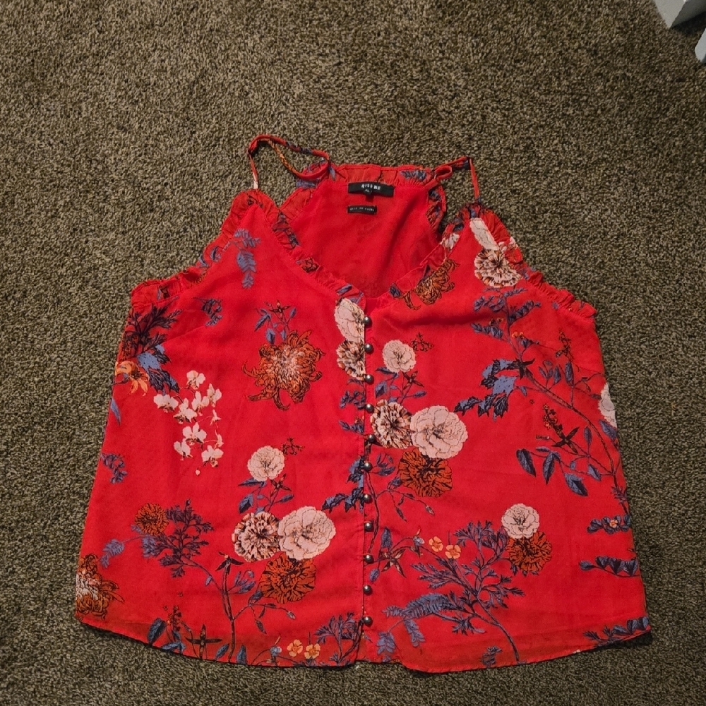Miss Me Red Floral Button-Front Camisole - Picture 5 of 5